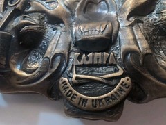 Biker belt buckle BURNING LION, Handmade biker animal lion style