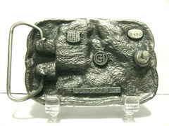 1990 Rodeo Calf Roping Cowboy Horse Calf Pewter Belt Buckle C&J Inc Collectible