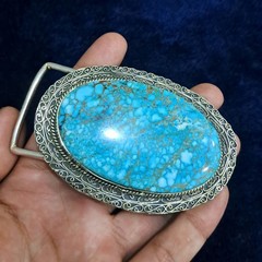 Natural Turquoise Belt Buckle Large Statement Western Belt Buckle Blue Turquoise