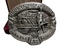 Vtg 1985 Nasco Newbold&rsquo;s Cast Iron Plow Growing Of America Belt Buckle #379