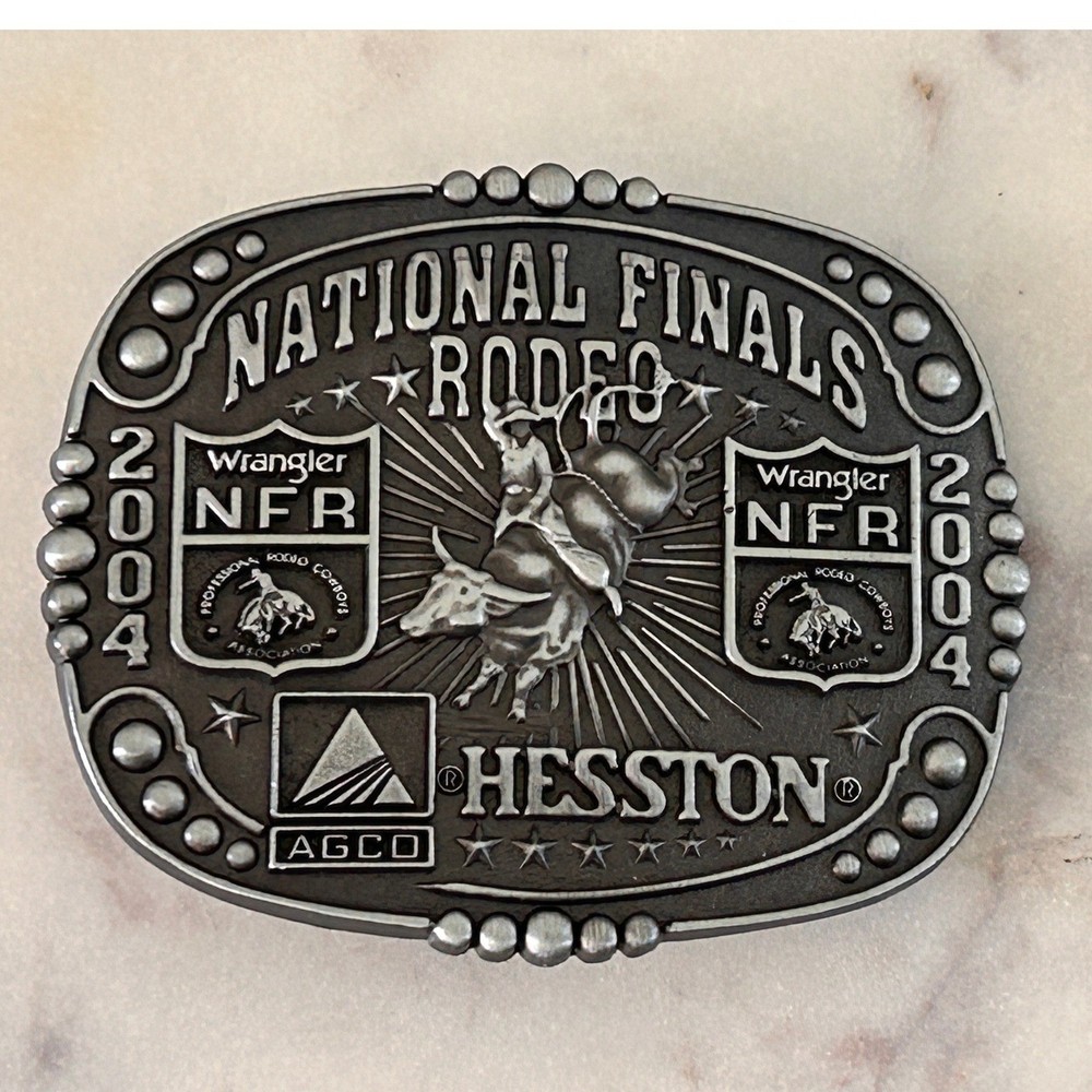 Hesston 2004 National Finals Rodeo Belt Buckle Wrangler NFR Montana Silversmiths