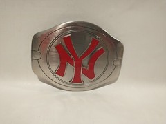 New York Yankees Baseball Belt Buckle Silver Red 5&Prime;x3.75&Prime;