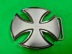 Maltese Celtic Iron Cross Gothic Punk Biker Vibe Cutout Silver Tone Belt Buckle