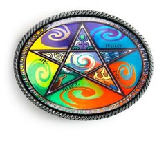 Wiccan Pentagram Belt Buckle – Natures Elements Men Women Handmade Buckle