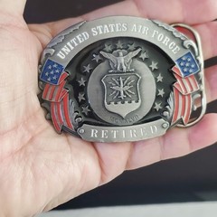 Siskiyou Buckle Co US Air Force Retired Belt Buckle USA Made Enamel Pewter