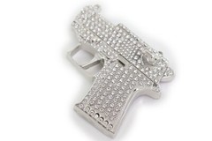 Mini Small Glock Gun Belt Buckle New Men Blinged Iced Style Silver Rock Rebel