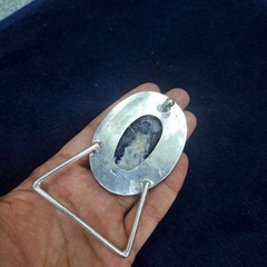 Natural Dendritic Agate Cabochon Belt Buckle – Silver Tone Filigree Setting