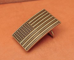 Antique Brass U.S.A. American Flag Metal leather Belt Buckle Fit 40mm Strap