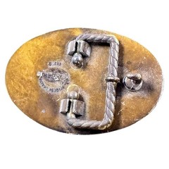 Vintage 1982 Raintree Tennis Player Belt Buckle Gold Bronze Tone Oval Sports