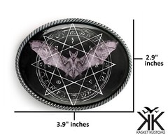 Occult Bat Belt Buckle – Gothic Esoteric Pentagram Symbol Handmade Buckle – 821