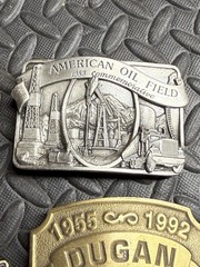 Lot: 1983 American Oil Field Belt Buckle, Conoco Tanker & 2 More Vtg. Oil & Gas!