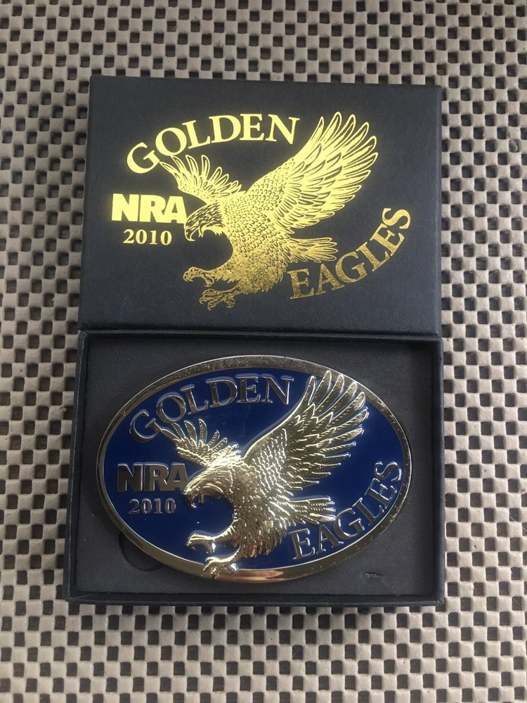 Vintage NRA Belt Buckle Golden Eagles 2010 w/Box-National Rifle Association