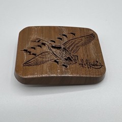 Vintage 1977 Lasercraft Laser Engraved V Formation Geese Duck Theme Belt Buckle