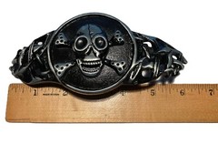 Skull Belt Buckle 6 inches Mens Womens Punk Biker Black Skelton Cross Bones