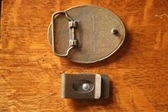 FRONTIER HOTEL CASINO, BRASS BELT BUCKLE & MATCHING MONEY CLIP, LAS VEGAS STRIP
