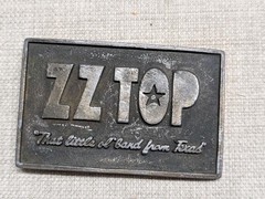 vintage ZZ TOP belt buckle SOLID BRASS heavy WESTERN cowboy **AS-IS**