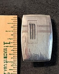 HICKOK 925 Sterling Silver Antique Art Deco « M » Initial Belt Buckle USA in Box