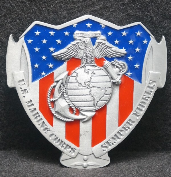 XF15142 *NOS* VINTAGE 2007 **U.S. MARINE CORPS** SEMPER FIDELIS MENS BELT BUCKLE