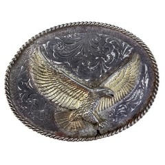 Vintage Montana Silversmiths Belt Buckle Eagle Western Cowboy Americana Engraved