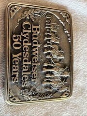 Vintage Budweiser Clydesdales 50 Years Brass Belt Buckle First Edition New 1988