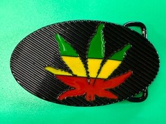Rasta Colored Pot Marijuana CBD Weed Leaf Delta-283773 New Colorful Belt Buckle