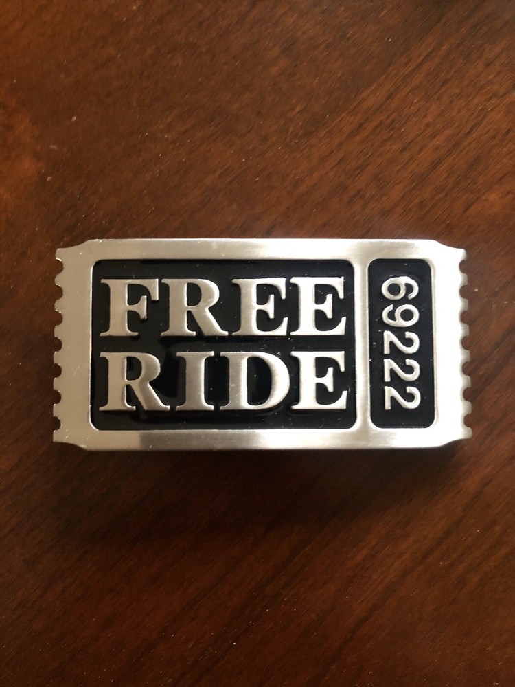 Free Ride Ticket Stub Amusement Park Funny Metal Unisex Men’s Belt Buckle