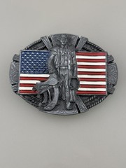 American Flag Cowboy Belt Buckle Western Patriotic Stars Stripes Enamel