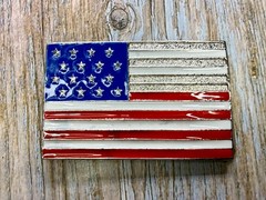 United States American Flag Stars Silver Striped Enamel Patriotic Belt Buckle