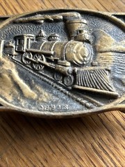 1979 Vintage BTS Solid Brass Steam Engine Locomotive Train Belt Buckle USA Made