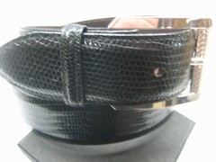 STERLING SILVER 925 BUCKLE WITH GENUINE LIZARD 1.5&Prime; BELT MADE IN U.S.A.
