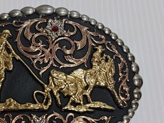 MONTANA SILVERSMITHS Tri Color Cowboy UP & Tri Color Horse & Ruby BUCKLES