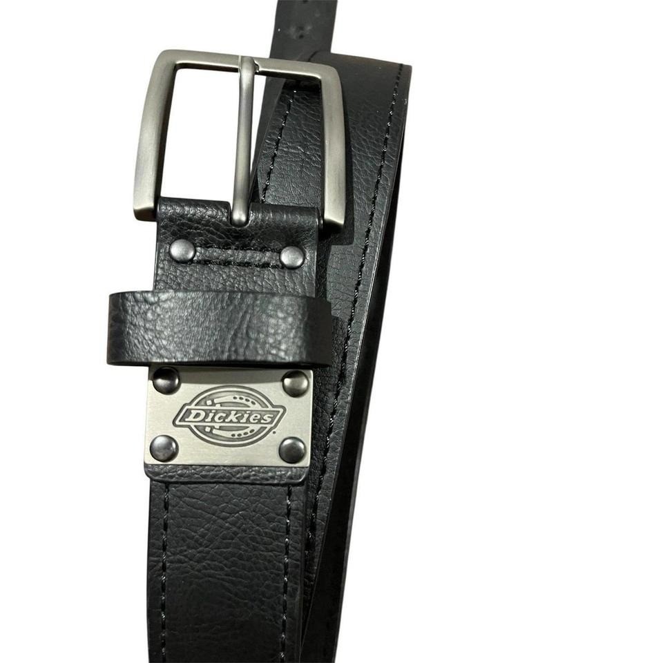 Dickies Black Brown Leather Reversible Size 44 Men&rsquo;s Belt Silver Buckle