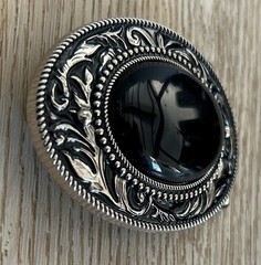 Black Onyx Stone Belt Buckle Western Silver Engraved Cowboy Rodeo Style