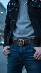 Men Women Belt Buckle Silver Metal Texas Lone Star Glitter Teen Kids Style TX