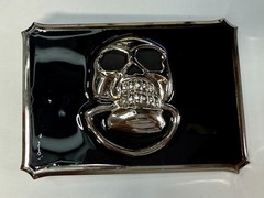 Door knocker Skull Head with Clear Rhinestone Teeth Gothic Punk Lg Belt Buckle