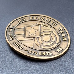 1996 US OLYMPICS ATLANTA SHOOTING TEAM BELT BUCKLE AIM FOR GOLD