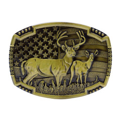 Men Gold Color Metal Belt Buckle Deer Nature Hunter Western Fashion Accessory