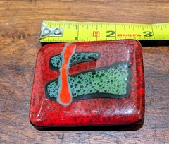Abstract Glass Belt Buckle Red Green Orange Black Men&rsquo;s Clamp Closure 2 Inch