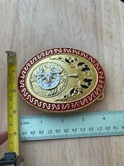 Western Buckle Gold Silver Red Longhorn Horseshoe Cowboy Fit 2 » Hebilla Vaquero