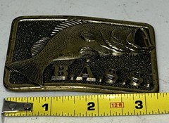 Vintage BASS Belt Buckle Brass Anglers Sportsman Society Member