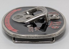 On Tap Belt Buckle Bottle Opener High Flier Beverage Black Red Silver