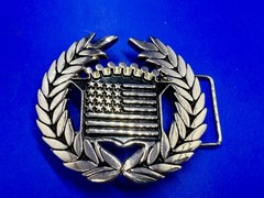 Cadillac Crown Logo Olive Branch Silver Color Belt Buckle Famous Stars & Stripes