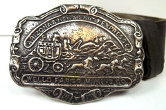 Wells Fargo Mining Co Belt Buckle Arizona New Mexico Express and Leather Belt