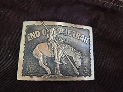 Horse, Rider & Spear End Of Trail Solid Brass Belt Buckle J. E Fraser — Heavy