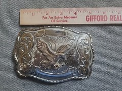 Hosanna 5&Prime; Gold & Silver Tone Winged Eagle Belt Buckle Made In Italy