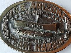 BELT BUCKLE PEARL HARBOR USS ARIZONA 12/7/1941 LIMITED EDITION VINTAGE1983