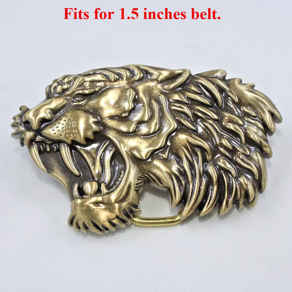 Solid Brass Tiger Belt Buckles Tongue Pin Belt Buckle Fits For 1.5 INCHES Belt/