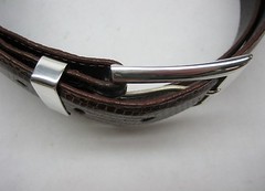 Sterling silver 925 two piece buckle set and Genuine Lizard 30 mm belt U.S.A..