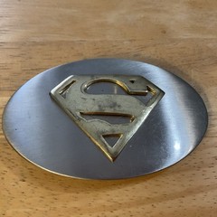 Vintage Superman Belt Buckle Men Gray Metal With Gold Symbol DC Comics Original