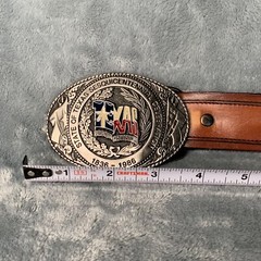 VINTAGE Texas Belt Buckle Sesquicentennial Celebration With Eagle Leather Works